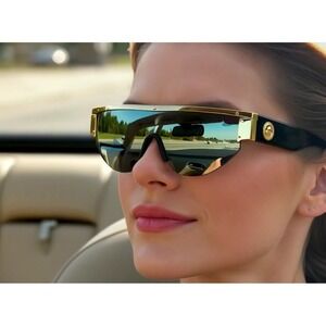 Sunglasses Gold Mirror Lens Trim Accents Designer Style Fashion Lentes Gafas New